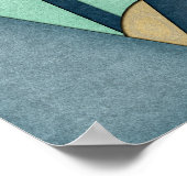 テクスチャティール（緑がかった色）金ゴールド幾何学的抽象芸術アート ポスター (角)