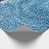 テクスチャデニムの背景。裂けた布の穴 ラッピングペーパー (角)