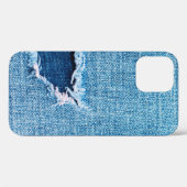 テクスチャデニムの背景。裂けた布の穴 Case-Mate iPhoneケース (裏面 (横))