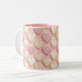 テクスチャハートピンクバレンタインデー ツートーンマグカップ (正面左)