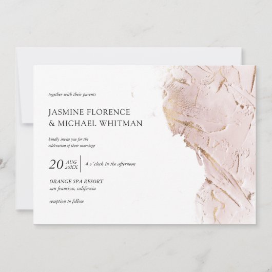 テクスチャバラフェイク金ゴールド箔結婚式招待状 招待状 (正面)