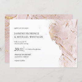 テクスチャバラフェイク金ゴールド箔結婚式招待状 招待状