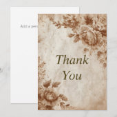 テクスチャバラ上の茶色の紙サンキューカード 招待状 (正面/裏面)