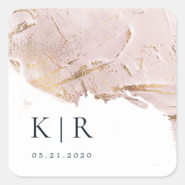 テクスチャバラ金ゴールドフェイクフォイルエレガントな結婚式 スクエアシール
