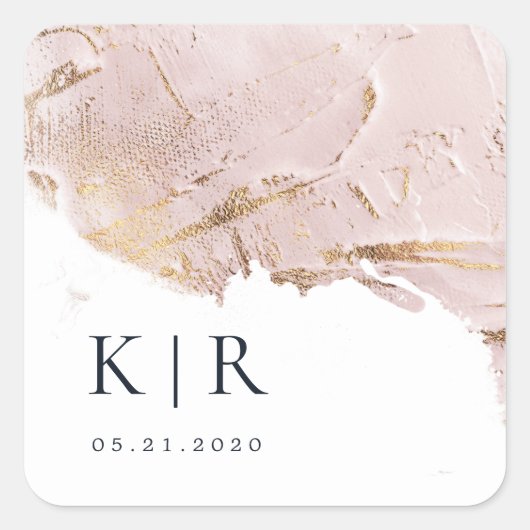 テクスチャバラ金ゴールドフェイクフォイルエレガントな結婚式 スクエアシール (正面)