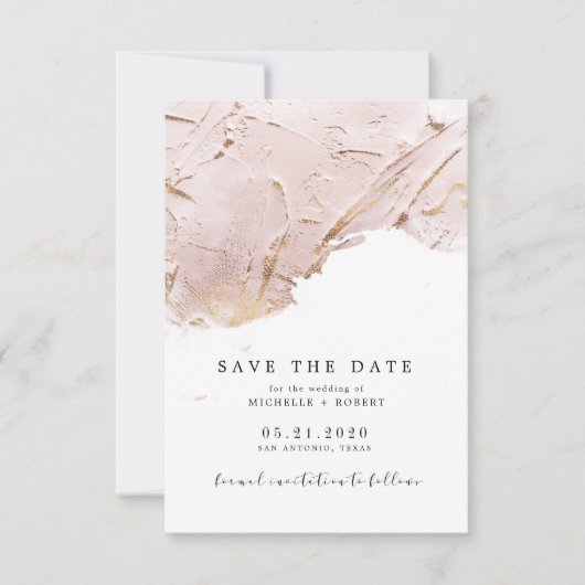 テクスチャバラ金ゴールドフォイル写真Save The Date 招待状 (正面)