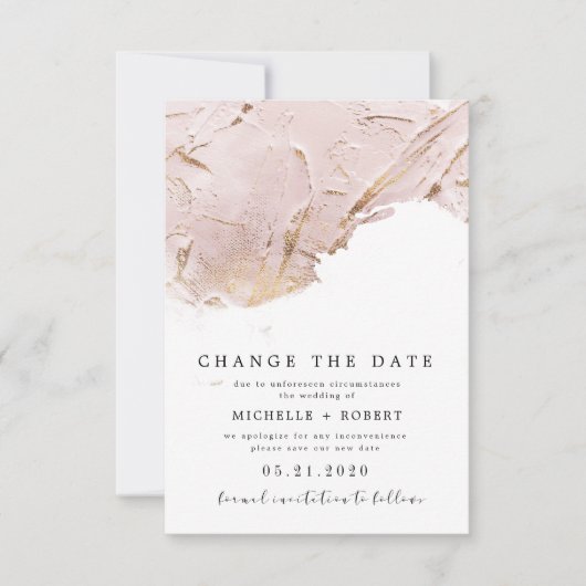 テクスチャバラ金ゴールド写真の日付の変更 招待状 (正面)