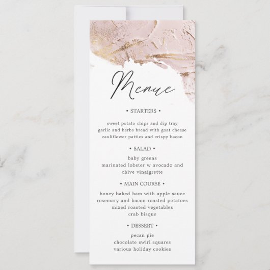 テクスチャバラ金ゴールド結婚のディナーメニュー招待状 招待状 (正面)