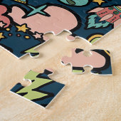 テクスチャパターンエイリアンロケット宇宙 ジグソーパズル (側面)