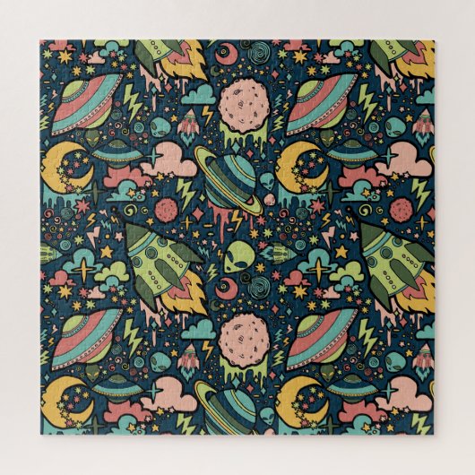 テクスチャパターンエイリアンロケット宇宙 ジグソーパズル (縦)