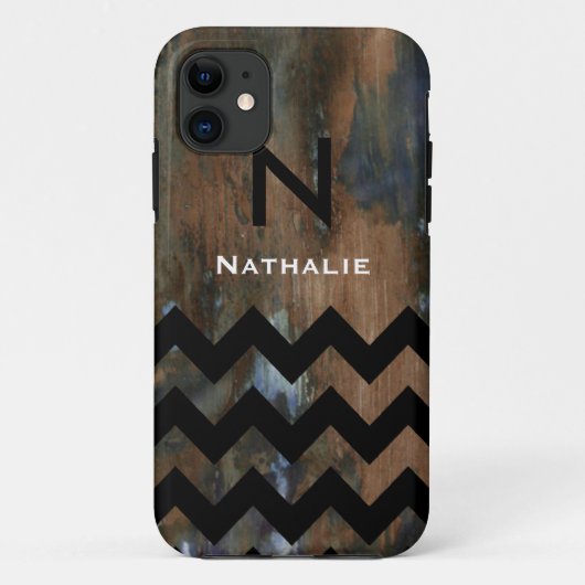 テクスチャパーソナライズされた上のモノグラムのシェブロン Case-Mate iPhoneケース (裏面)