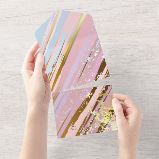 テクスチャピンクの背景 オールインワン招待状 (貼ってはがせる)