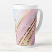 テクスチャピンクの背景 カフェラテマグ (右アングル)