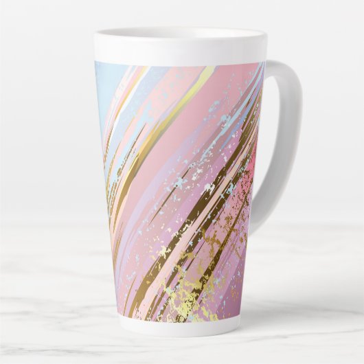 テクスチャピンクの背景 カフェラテマグ (右アングル)