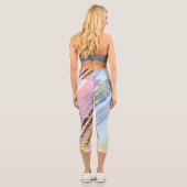 テクスチャピンクの背景 カプリレギンス (裏面)