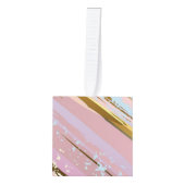 テクスチャピンクの背景 キューブオーナメント (正面)