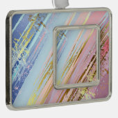 テクスチャピンクの背景 シルバープレートフレームオーナメント (右)