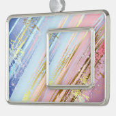 テクスチャピンクの背景 シルバープレートフレームオーナメント (左)