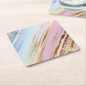 テクスチャピンクの背景 スクエアペーパーコースター (アングル)