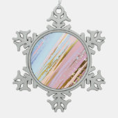 テクスチャピンクの背景 スノーフレークピューターオーナメント (正面)