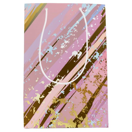 テクスチャピンクの背景 ミディアムペーパーバッグ (正面)