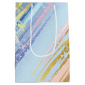 テクスチャピンクの背景 ミディアムペーパーバッグ (裏面)