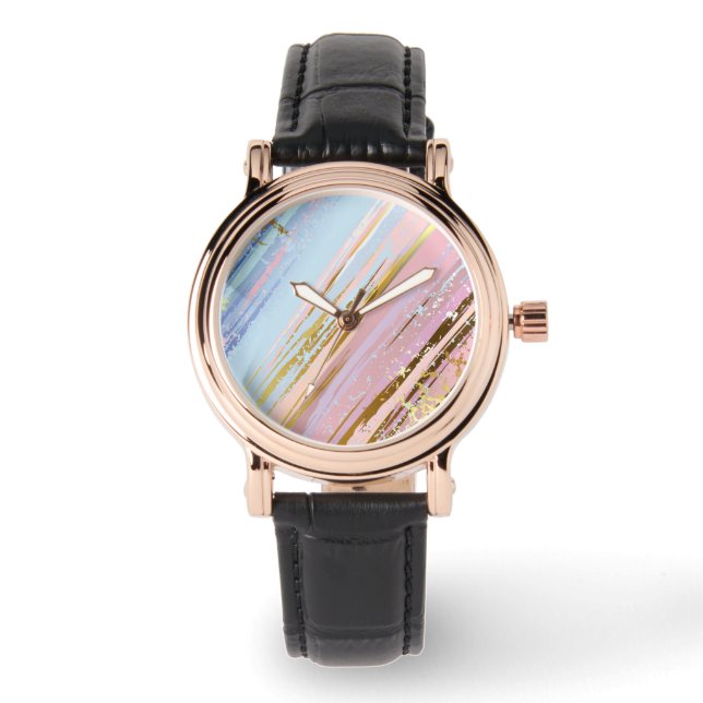 テクスチャピンクの背景 腕時計 (正面)