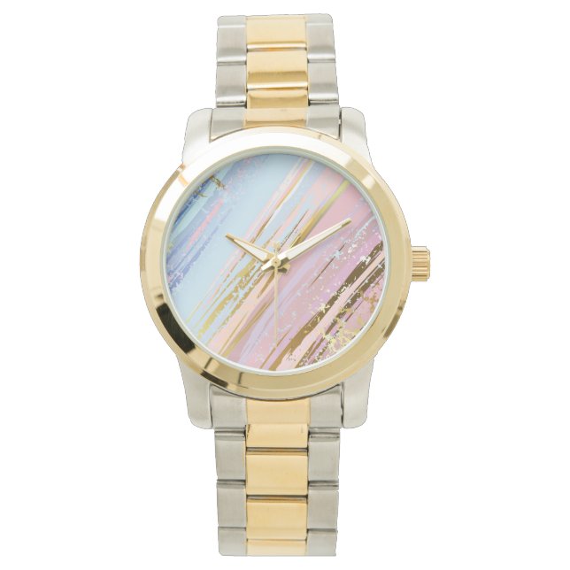 テクスチャピンクの背景 腕時計 (正面)