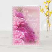 テクスチャピンクローズ誕生日グリーティングカード カード (黄色い花)