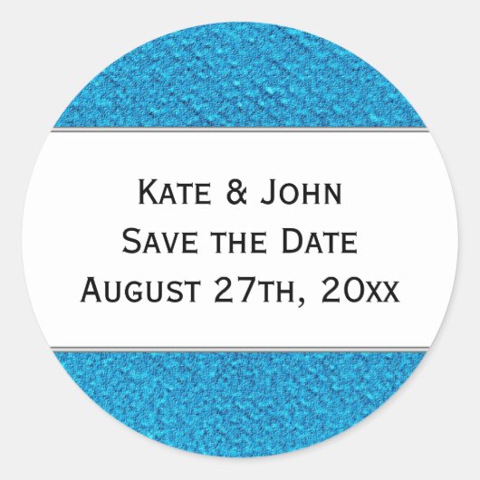 テクスチャファブリックの背景に日付ステッカーを保存 ラウンドシール (正面)