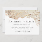 テクスチャフェイク金ゴールドホイルモダン結婚式招待状 招待状 (正面)