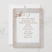 テクスチャフォトフレームとローズブーケ 招待状 (裏面)