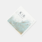 テクスチャブルーモダン金ゴールド結婚紙ナプキンス スタンダードカクテルナプキン (角)