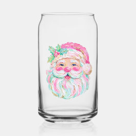 テクスチャペイント風のプレッピーサンタの顔 クリスマス ガラス缶