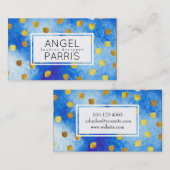 テクスチャマーク(金ゴールド)/青の水色 名刺 (正面/裏面)