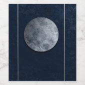 テクスチャムーンオン深いネイビーミニマルデザイン ワインラベル (シングルラベル)