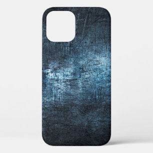 テクスチャメタルのグレーの青の背景 iPhone 12ケース