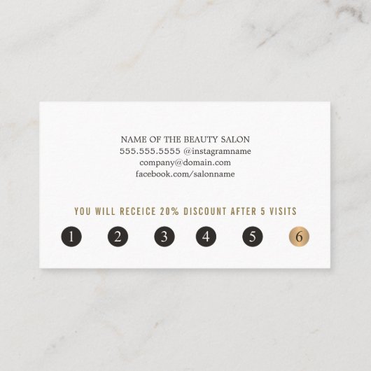 テクスチャモダンライトピンクゴールデン美しいサロン ロイヤリティカード (裏面)