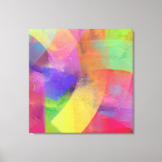 テクスチャルック抽象芸術レインボーカラー キャンバスプリント (正面)