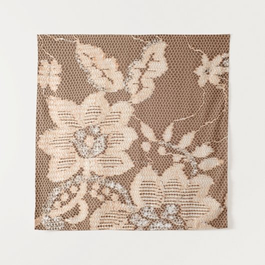 テクスチャレースの布地。白い背景のスタッドのレース タペストリー (正面(横))