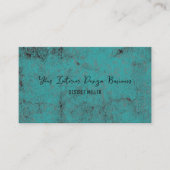 テクスチャヴィンテージティール(緑がかった色)ブラックシックデザイナー 名刺 (正面)