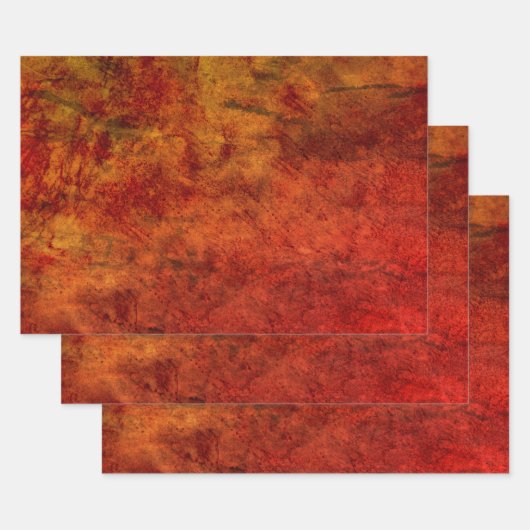 テクスチャヴィンテージバーンドオレンジブラウンアンティーク ラッピングペーパーシート (セット)