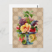 テクスチャヴィンテージフローラ表示 ポストカード (正面/裏面)