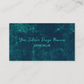テクスチャヴィンテージ濃色ティール（緑がかった色）緑インテリア設計者 名刺 (正面)