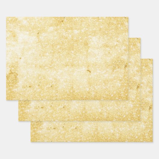 テクスチャヴィンテージ素朴金ゴールドグランジパターン ラッピングペーパーシート (セット)
