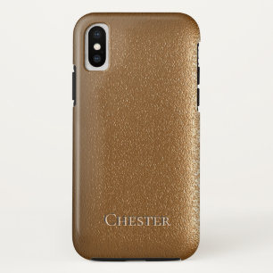 テクスチャーのような茶色のレザーパーソナライズされた iPhone X ケース