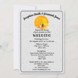 テクスチャーカップル結婚サンセットカード招待状 招待状