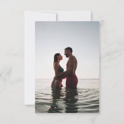 テクスチャードされた青い金ゴールド写真の日付の変更 招待状 (裏面)