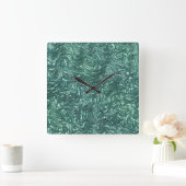 テクスチャードと緑がかったシアン色 スクエア壁時計 (ホーム)