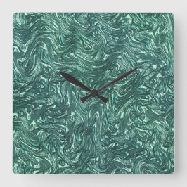 テクスチャードと緑がかったシアン色 スクエア壁時計